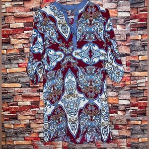 Blue and burgundy dress